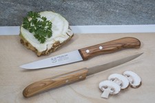 Kreuzblume Solingen Steakmesser Handarbeit Olivenholz-Griff ausgesuchte Maserung