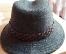 MAYSER Hut, Gr. 57, braun/grau, braunes geflochtenes Lederband,gut erhalten