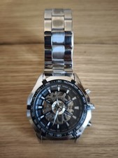 Edelstahl Skellett Uhr mit Handaufzug Armbanduhr Herrenuhr Silberfarben Datum