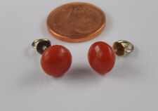 Ohrringe Ohrstecker Button Knöpfe Koralle 585 gold Vintage Antik