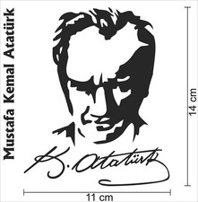 Atatürk Porträt Imza Unterschrift 11,0 cm x 14,0 cm Türkiye Autoaufkleber 