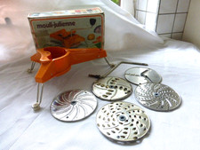 Moulinex Mouli-Julienne 445 Vintage Küchenreibe mit 5 Scheiben in OVP Orange