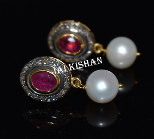 Ruby perlen ohrringe 925 - ruby,