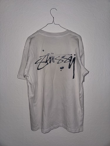 Stussy white logo shirt - white, t-shirt