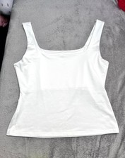 Sexy Träger Top Weiß Damen Figurbetont Stretch Basic Shirt Oberteil GrM-L