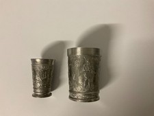 2 Stück  Zinnbecher für Wein und Likör aus Freiberg 95% Zinn, aus DDR, selten