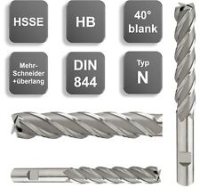 HSSE-Schaftfräser 40°, HB, Z=4, blank, extralang, überlang DIN844 TypN 6 - 25 mm