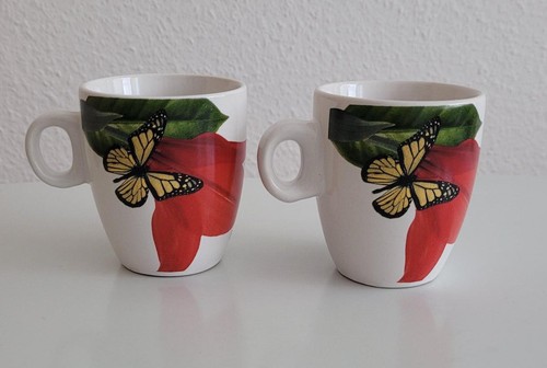 Blumen dekor kaffeetasse - 2x,