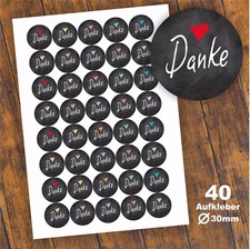 40 Aufkleber "Danke" Etikett
