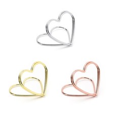 10 x Tischkartenhalter Platzkartenhalter Herzen Metall Tischdeko Hochzeit Taufe