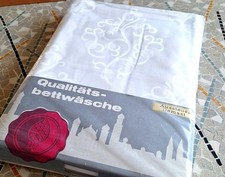 Weiße Damast Bettwäsche  4-