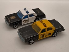 2 CHEVROLET IMPALA POLICE CAE + TAXI CAB 1/69 MAJORETTE No.240 FRANCE 80ERJAHRE