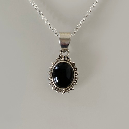 Silber kette onyx verziert - onyx,