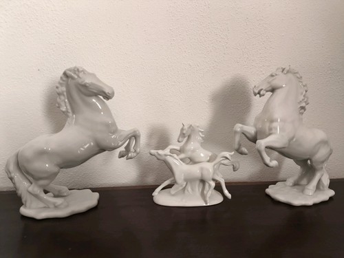 3er set porzellanpferde weiß - set,