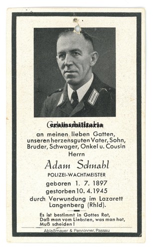 Orig sterbebild polizei - orig.,
