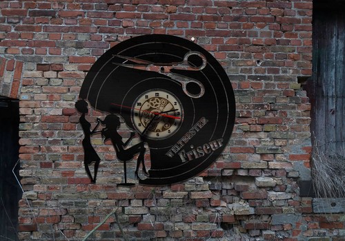 Uhr wanduhr wandbild friseur - uhr,