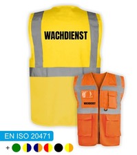 WACHDIENST Warnweste | Sicherheitsweste mit Funktionstaschen PREMIUM