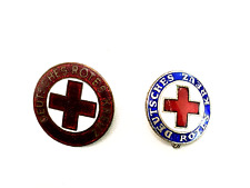 2 Rot Kreuz Anstecker in Email um 1930 PO