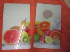 2x Herdabdeckung Herdabdeckplatten Ceranfeld Schneidebrett Glas Fruits