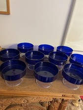 10 DDR Eisbecher Eisschale Ostalgie vintage Becher 70er dunkel blau Kunststoff