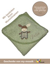 Sterntaler Badetuch 100x100cm Emmilius grün mit Name bestickt / personalisiert