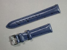 echt Straußenleder Uhrenarmband D-Blau  18mm Gepolstert Edelstahlschließe 7522