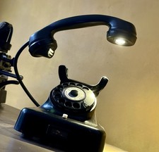 W38 Bakelit Telefon Fernsprecher schwarz 05/53 Antik Leuchten-Umbau