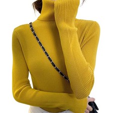 2025 NEU Damen Langarm Rollkragen Strickpullover Sweater Herbst Winter Mode