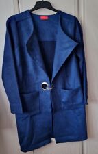 Strickmantel...Strickjacke mit Veloursleder-Imitat... dunkelblau.... Gr.40