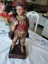 Figur Skulptur - Schuljunge Lausbub - Stuck Gipsgemisch farbig - 39 cm groß