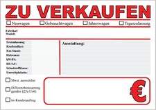 10 100 200 300 AUTO PKW KFZ-Verkaufsschilder Preisschilder Fahrzeug A4  2 Seiten
