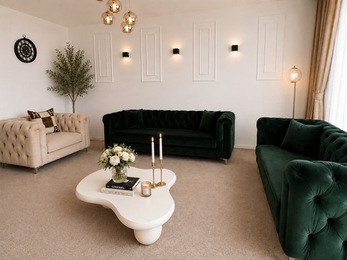 Chesterfield samt sofa set - samt,