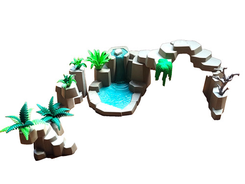 Playmobil brunnen wasserfall - brunnen,