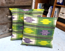 2 Ethno Kissen ca 40x40cm Handarbeit  schöner Hippie Stoff Boho Indisch grün