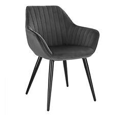 RENEW 1x Esszimmerstuhl Sessel Samt Wohnzimmerstuhl Relaxstuhl Metall Grau