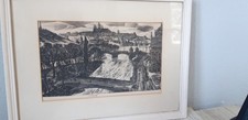 Bild Prag  Holzschnitt gerahmt