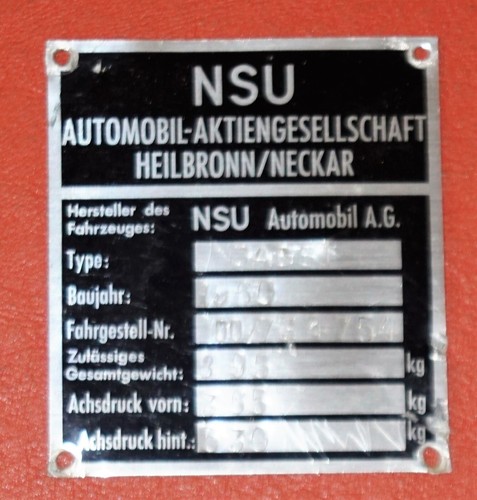 Altes typenschild nsu - altes,