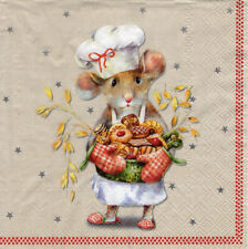 3 Servietten ~ Weihnachten, Tiere, Maus - Koch, Plätzchen, ANNA BAKED ~ 33x33