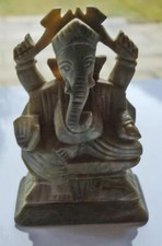 Ganesha in aus Speckstein Elefant Antik Hellgrün Handarbeit Indien