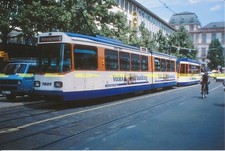 Farb-Foto  Straßenbahn Darmstadt Tw 7605 mit Beiwagen im Jahr 1997