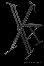 Keyboardständer-Set, Ständer doppelstrebig, Klavierbank, Pianositz, verstellbar