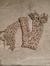 Winterschal dick, braun, beige, weiß, Grobstick, aber weich