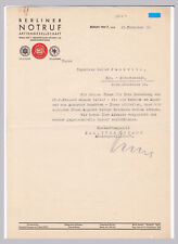 Schreiben Berliner Notruf AG Berlin Armee-Marine-Haus 1932 Ingenieur Bewerbung