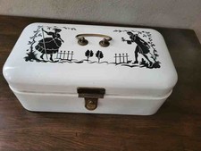 alter Brotkasten Scherenschnitt Motiv Brotdose antik emaille email Aufbewahrung