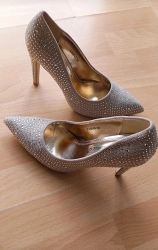 High heels glitzer - high, beige