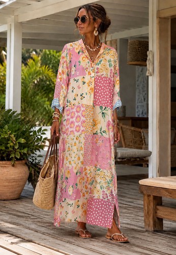 Langes boho kleid - damen, blumen