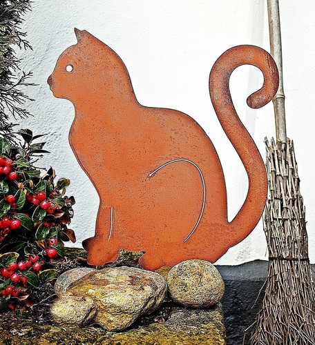 Katze gartenstecker rost - katze,