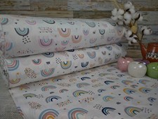 240cm Popeline Baumwollstoff Meterware Stoffe Regenbogen Kindermuster Bunt