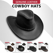 Echtleder Cowboyhut schwarz