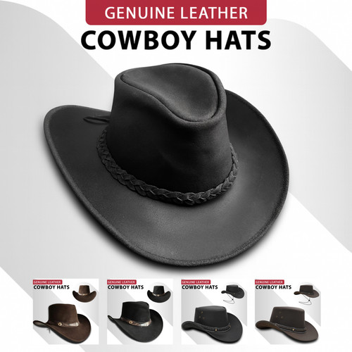 Echtleder cowboyhut schwarz - echtleder,